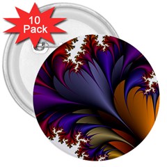 Flora Entwine Fractals Flowers 3  Buttons (10 pack) 