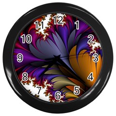Flora Entwine Fractals Flowers Wall Clocks (Black)