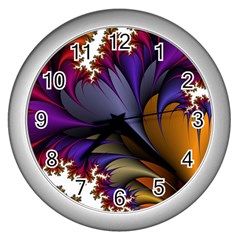 Flora Entwine Fractals Flowers Wall Clocks (silver) 