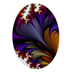 Flora Entwine Fractals Flowers Oval Ornament (Two Sides)