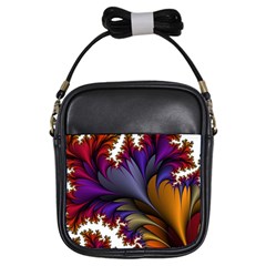 Flora Entwine Fractals Flowers Girls Sling Bags by Sapixe
