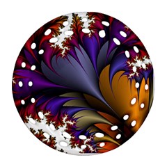 Flora Entwine Fractals Flowers Round Filigree Ornament (Two Sides)