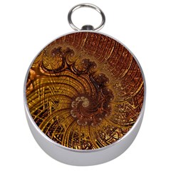 Copper Caramel Swirls Abstract Art Silver Compasses by Sapixe