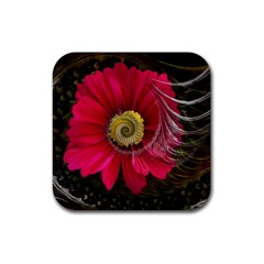 Fantasy Flower Fractal Blossom Rubber Coaster (square) 