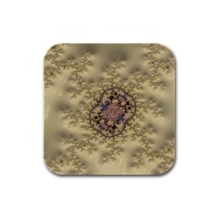 Fractal Art Colorful Pattern Rubber Square Coaster (4 Pack)  by Sapixe