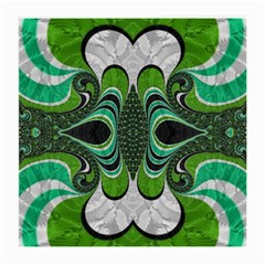 Fractal Art Green Pattern Design Medium Glasses Cloth (2-side) by Sapixe