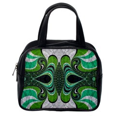 Fractal Art Green Pattern Design Classic Handbags (one Side)