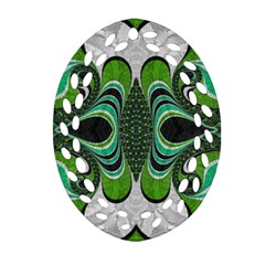 Fractal Art Green Pattern Design Oval Filigree Ornament (two Sides)