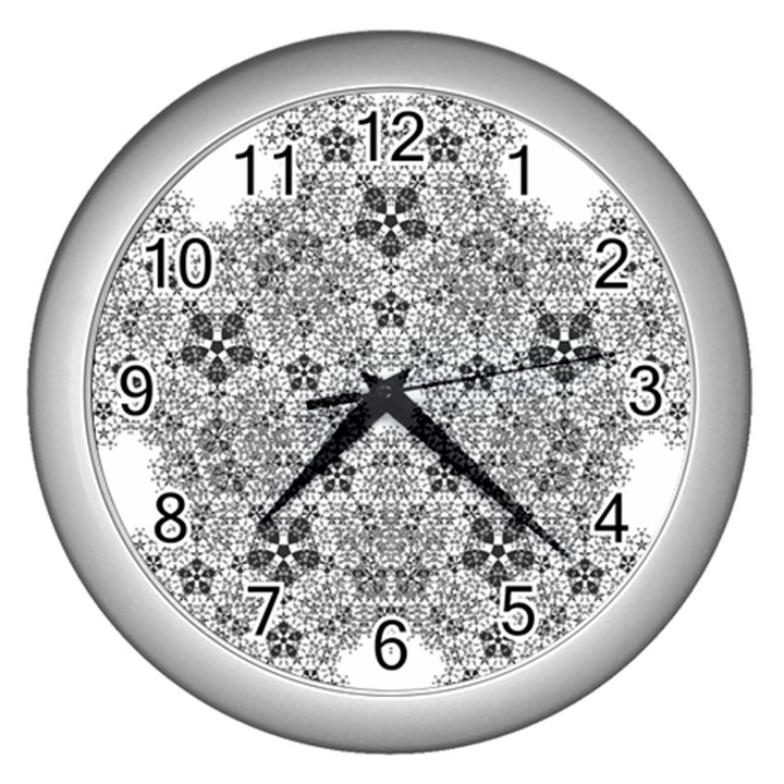 Fractal Background Foreground Wall Clocks (Silver) 