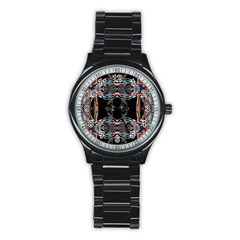 Fractal Math Design Backdrop Stainless Steel Round Watch