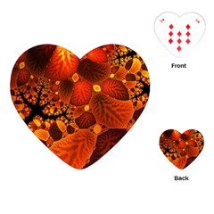 Leaf Autumn Nature Background Playing Cards (heart) 