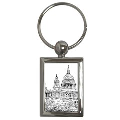 Line Art Architecture Church Key Chains (rectangle)  by Sapixe