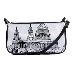 Line Art Architecture Church Shoulder Clutch Bags by Sapixe