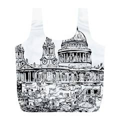 Line Art Architecture Church Full Print Recycle Bags (l)  by Sapixe