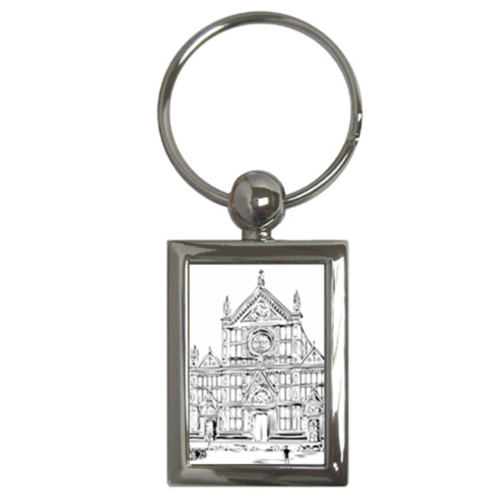 Line Art Architecture Church Italy Key Chains (Rectangle) 