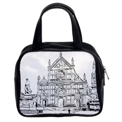 Line Art Architecture Church Italy Classic Handbags (2 Sides) by Sapixe