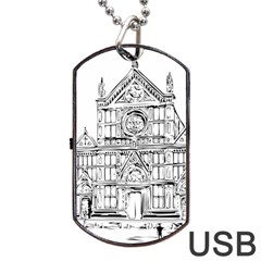Line Art Architecture Church Italy Dog Tag Usb Flash (two Sides) by Sapixe