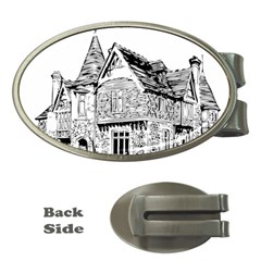 Line Art Architecture Old House Money Clips (oval)  by Sapixe