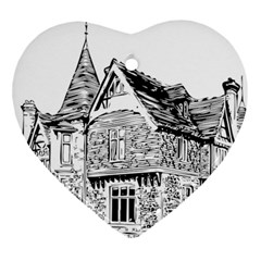 Line Art Architecture Old House Heart Ornament (two Sides) by Sapixe