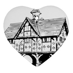 Line Art Architecture Vintage Old Heart Ornament (two Sides)