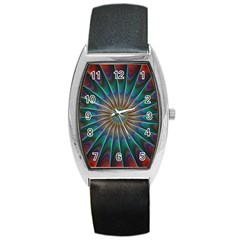 Fractal Peacock Rendering Barrel Style Metal Watch by Sapixe