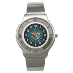 Fractal Peacock Rendering Stainless Steel Watch