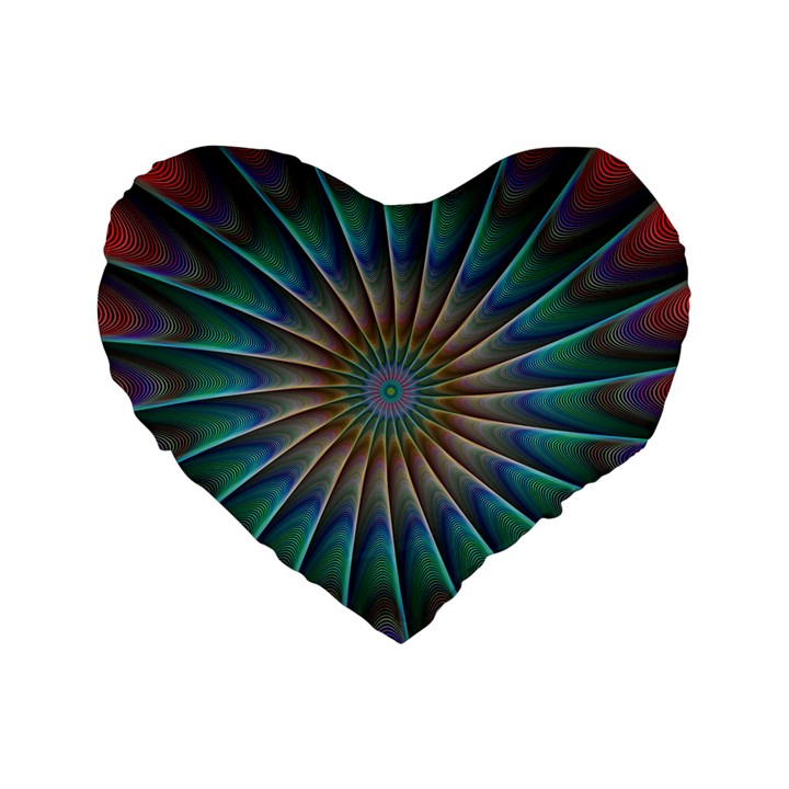 Fractal Peacock Rendering Standard 16  Premium Heart Shape Cushions