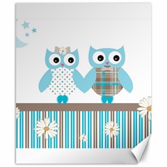 Owl Animal Daisy Flower Stripes Canvas 8  X 10  by Sapixe