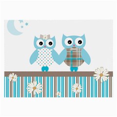 Owl Animal Daisy Flower Stripes Large Glasses Cloth (2-side) by Sapixe