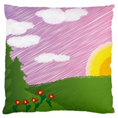 Pine Trees Trees Sunrise Sunset Large Flano Cushion Case (two Sides)