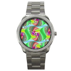 Seamless Pattern Twirl Spiral Sport Metal Watch