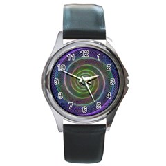 Spiral Fractal Digital Modern Round Metal Watch