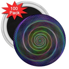 Spiral Fractal Digital Modern 3  Magnets (100 pack)