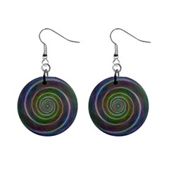 Spiral Fractal Digital Modern Mini Button Earrings