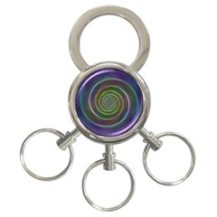Spiral Fractal Digital Modern 3-Ring Key Chains