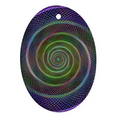 Spiral Fractal Digital Modern Oval Ornament (Two Sides)