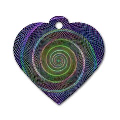 Spiral Fractal Digital Modern Dog Tag Heart (One Side)