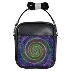 Spiral Fractal Digital Modern Girls Sling Bags