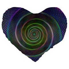Spiral Fractal Digital Modern Large 19  Premium Heart Shape Cushions