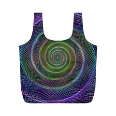 Spiral Fractal Digital Modern Full Print Recycle Bags (M) 