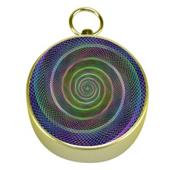 Spiral Fractal Digital Modern Gold Compasses