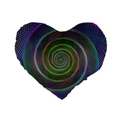 Spiral Fractal Digital Modern Standard 16  Premium Flano Heart Shape Cushions