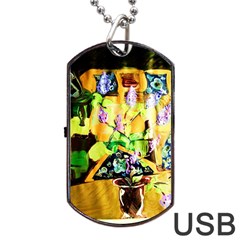 Lilac On A Counter Top 1 Dog Tag Usb Flash (two Sides) by bestdesignintheworld