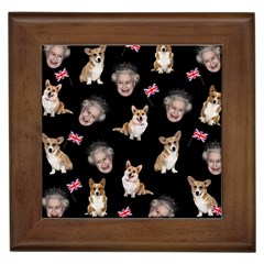 Queen Elizabeth s Corgis Pattern Framed Tiles by Valentinaart