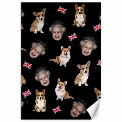 Queen Elizabeth s Corgis Pattern Canvas 12  X 18   by Valentinaart