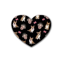 Queen Elizabeth s Corgis Pattern Heart Coaster (4 Pack)  by Valentinaart