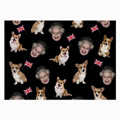 Queen Elizabeth s Corgis Pattern Large Glasses Cloth by Valentinaart