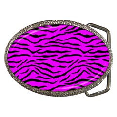 Hot Neon Pink And Black Tiger Stripes Belt Buckles