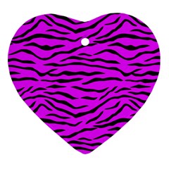 Hot Neon Pink And Black Tiger Stripes Heart Ornament (two Sides) by PodArtist