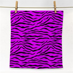 Hot Neon Pink And Black Tiger Stripes Face Towel by PodArtist